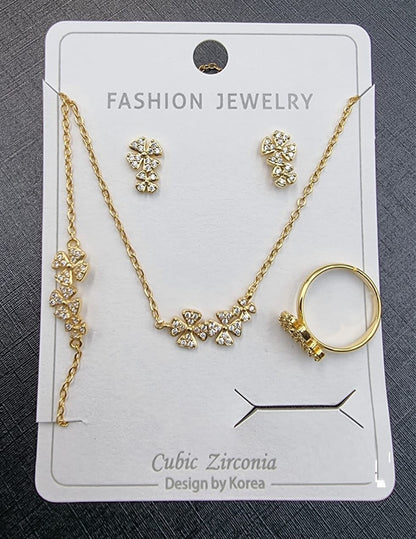 Clover Cubic Zirconia Jewelry Set