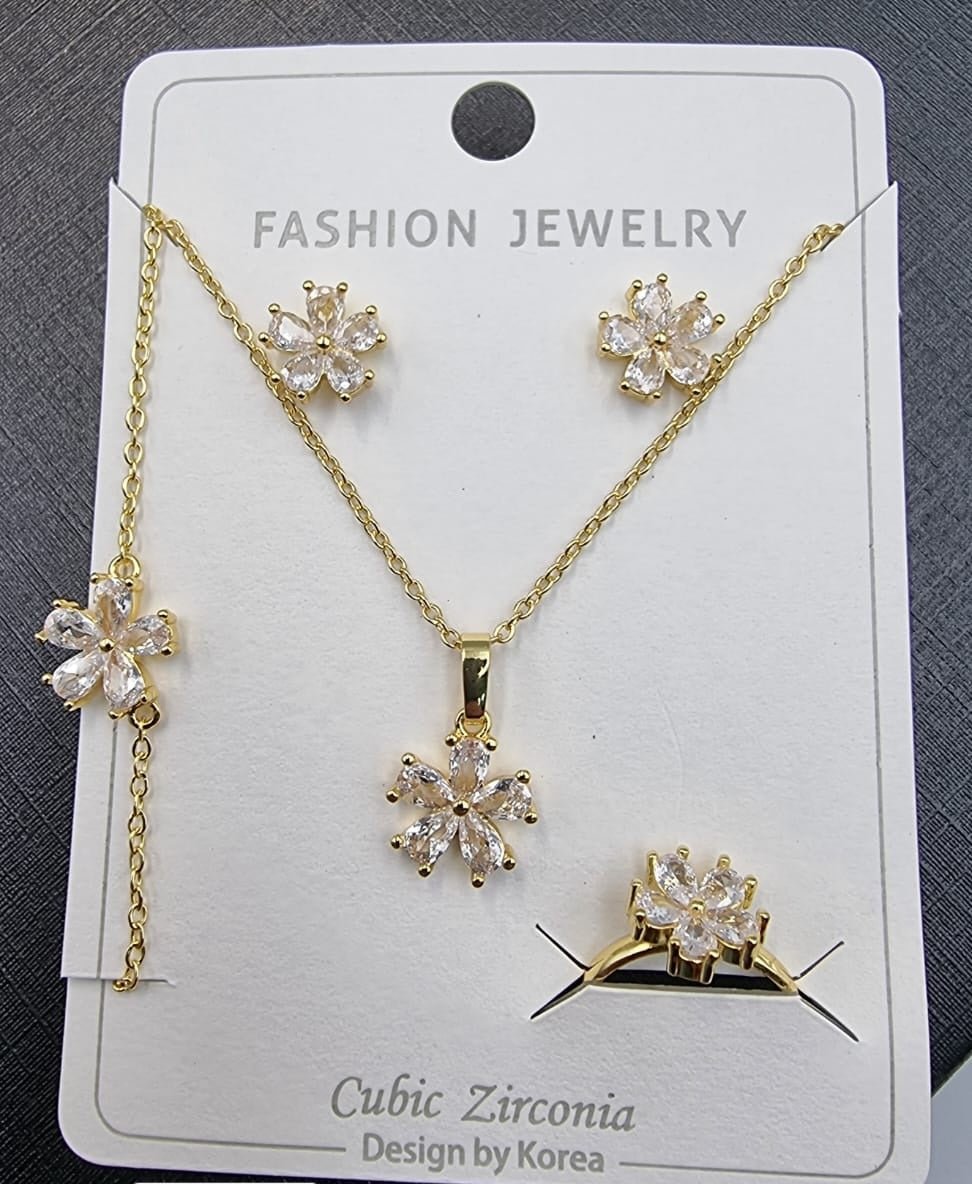 Floral Blossom Cubic Zirconia Jewelry Set
