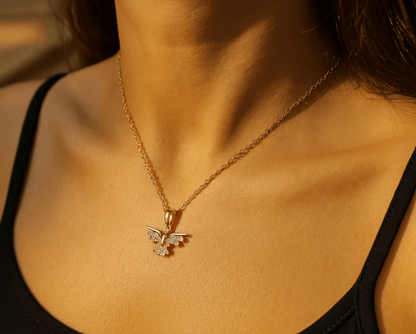 Gold Butterfly Cubic Zirconia Jewelry Set