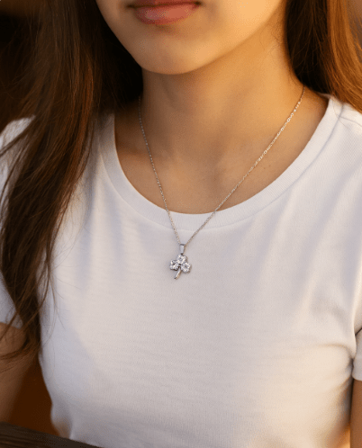 Silver Clover Crystal Jewelry Set